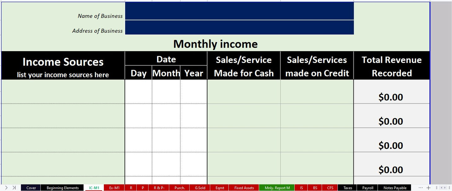 ROR One Month Organized Professional Record System For Business