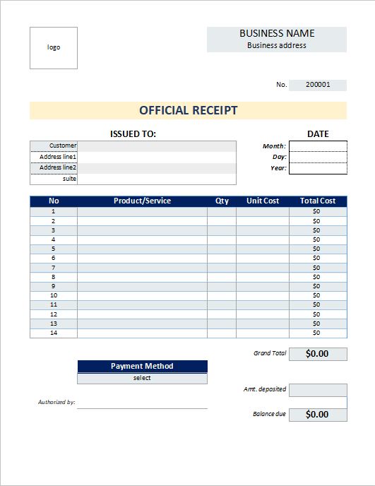 ROR Professional Receipt