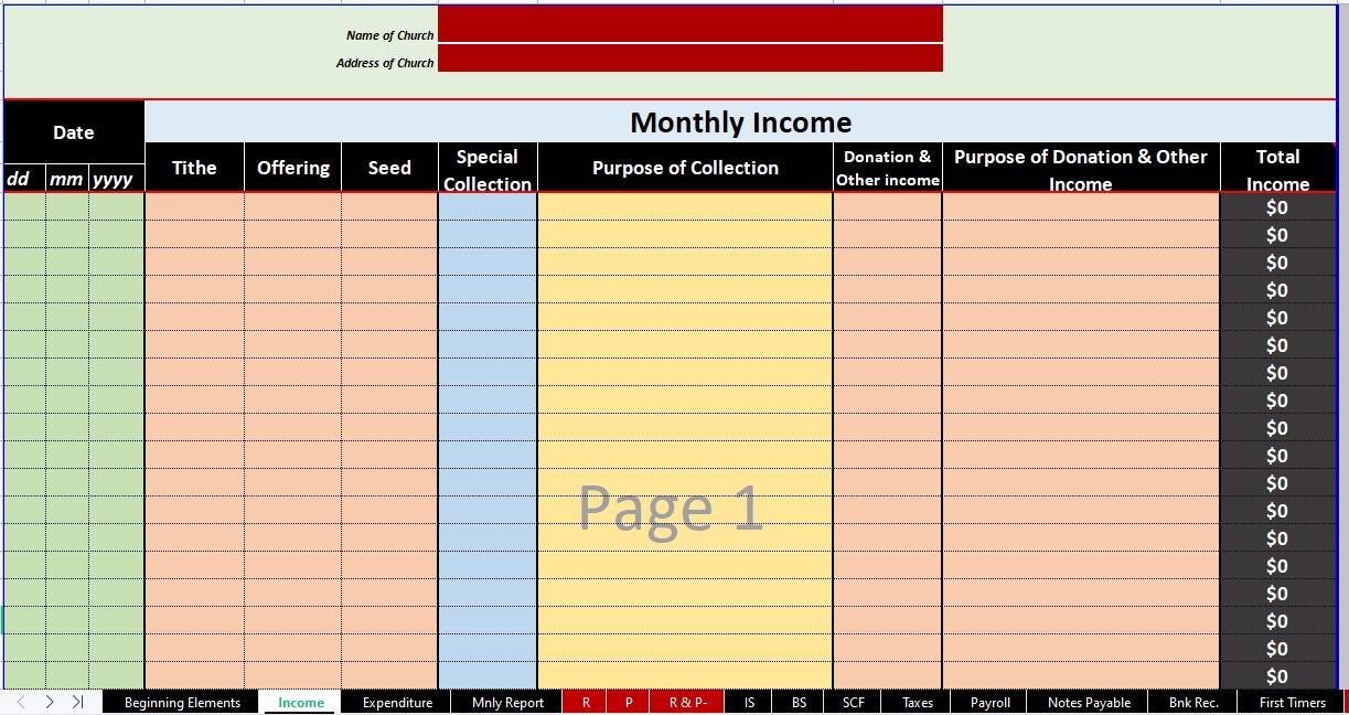 ROR One-Month Organized Professional Record System For Church