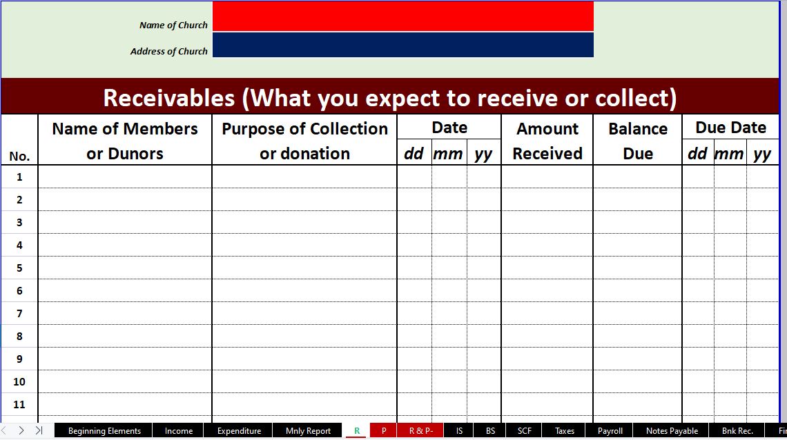 ROR One-Month Organized Professional Record System For Church